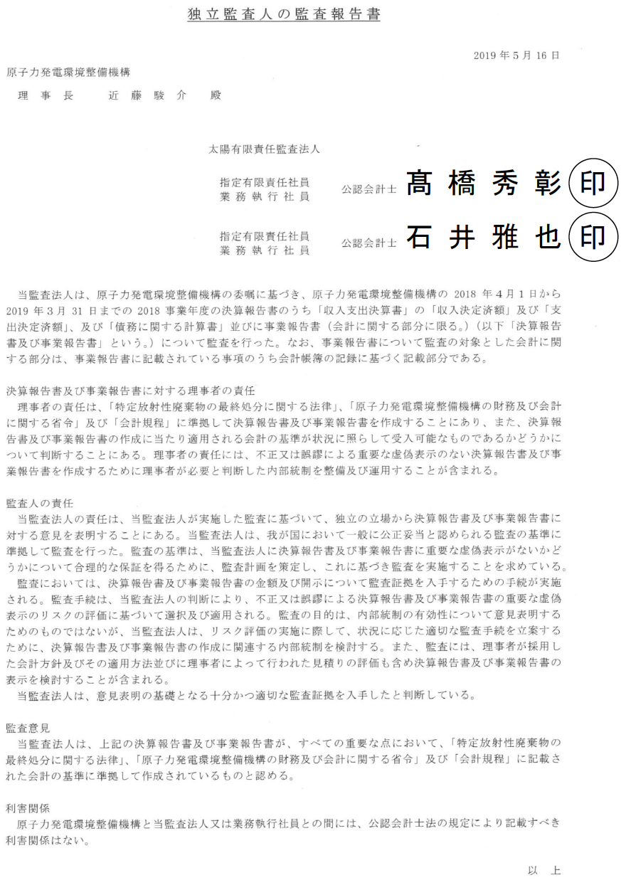 監査報告書