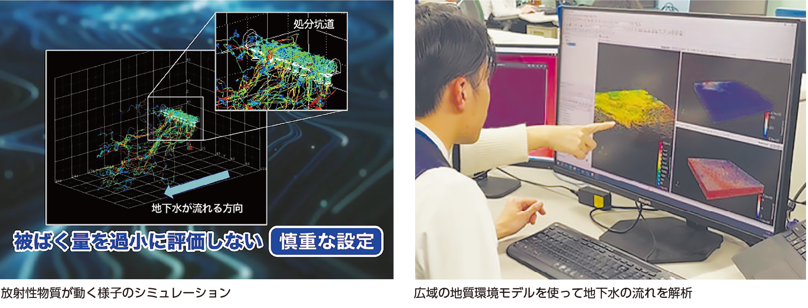 放射性物質が動く様子のシミュレーション/広域の地質環境モデルを使って地下水の流れを解析